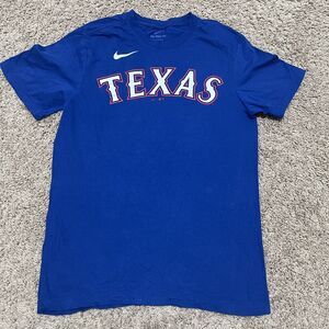 Texas Rangers Shirt Small Blue #31 Max Scherzer Nike MLB Baseball Short Sleeve